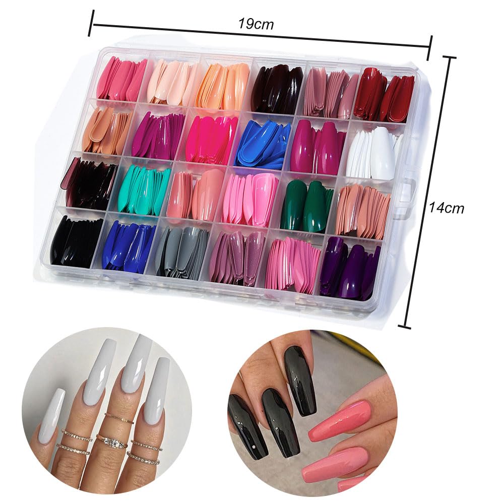 576 Pcs set Colorful Nails ( 24 Solid Colors )